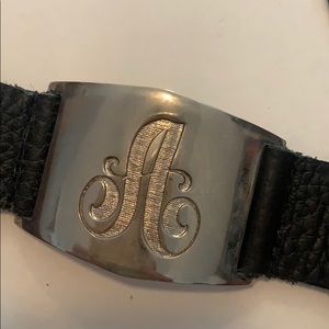 Lisa Stewart Leather initial cuff bracelet
